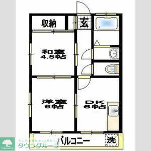 マンション萩が丘(2DK/3階)の間取り写真