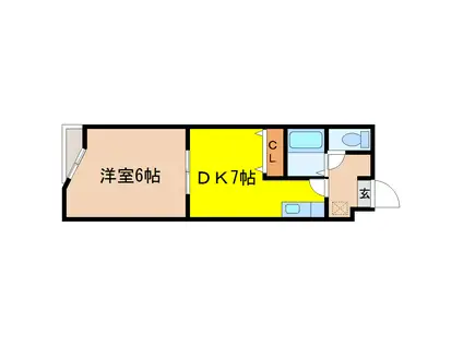 メイ・テラッセ中島丁(1DK/1階)の間取り写真