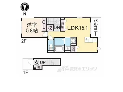 サンシャイン東山 PARTⅠ(1LDK/2階)の間取り写真