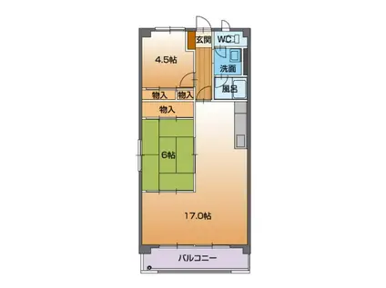 フォレストマンション(2LDK/2階)の間取り写真