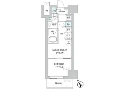 ミリアレジデンス浅草橋II(1DK/5階)の間取り写真