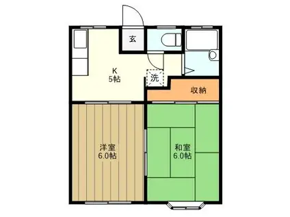 サンハウス大泉A(2DK/1階)の間取り写真