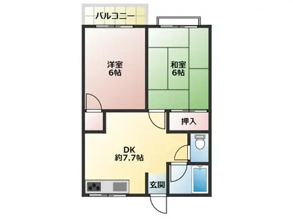 CAハウス(2DK/2階)の間取り写真