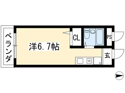 ハイツ鴨がわ(1K/2階)の間取り写真