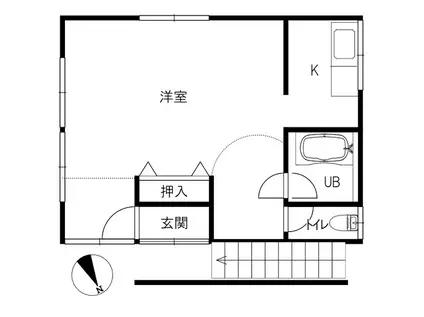 ベルクローネ(1K/2階)の間取り写真