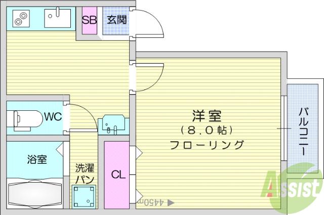 リヒトハイム富沢(1K/1階)の間取り写真