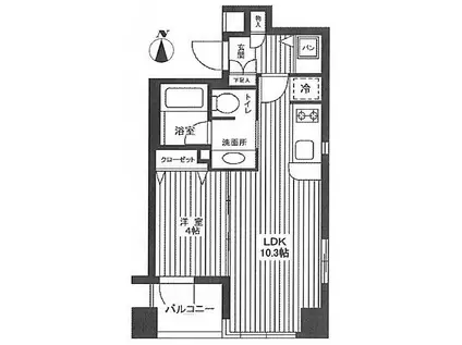 カスタリア高輪台(1LDK/5階)の間取り写真