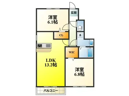 アルミック山荘A棟(2LDK/1階)の間取り写真