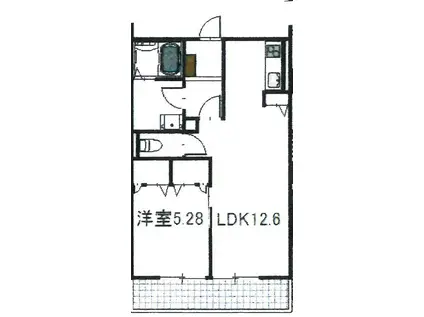 ベルメゾン水澤(1LDK/3階)の間取り写真