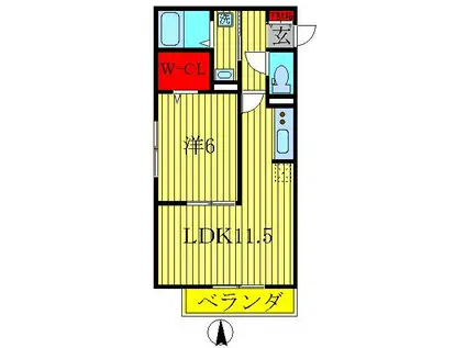 グランヴェルジェII(1LDK/3階)の間取り写真
