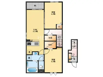 TKYヴィレッジC(2LDK/2階)の間取り写真