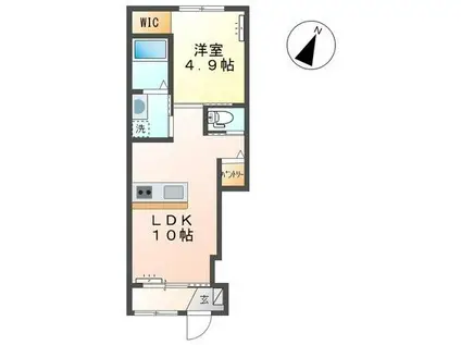 サウザントライト(1LDK/1階)の間取り写真