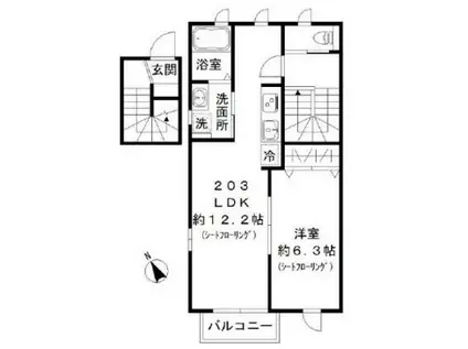 みすずアパートメント(1LDK/2階)の間取り写真