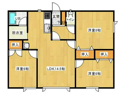 大通ハイツ(3LDK/2階)の間取り写真