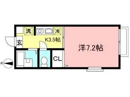 ウッド・ツー(1K/1階)の間取り写真