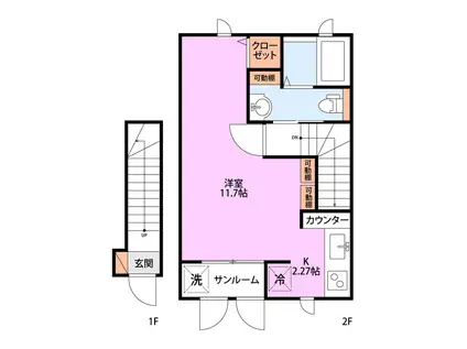 COMMON関屋大川前 A棟(ワンルーム/2階)の間取り写真
