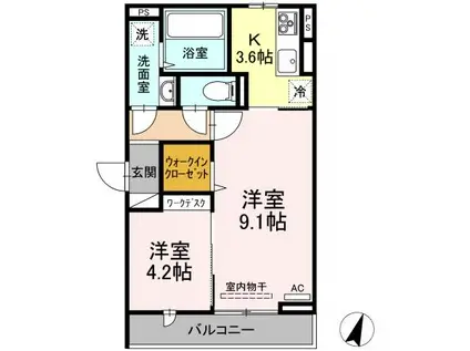 シエル 203(2K/2階)の間取り写真