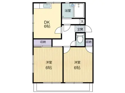 サンハイム新富(2DK/1階)の間取り写真