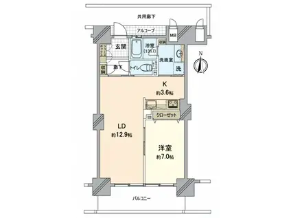 アルファステイツ平和町(1LDK/2階)の間取り写真