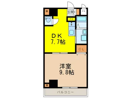 アミティ久原(1DK/4階)の間取り写真