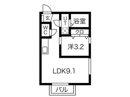 BELLE ROSE大江 ウエスト(1LDK/3階)の間取り写真