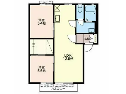 フレグランス342 F(2LDK/1階)の間取り写真
