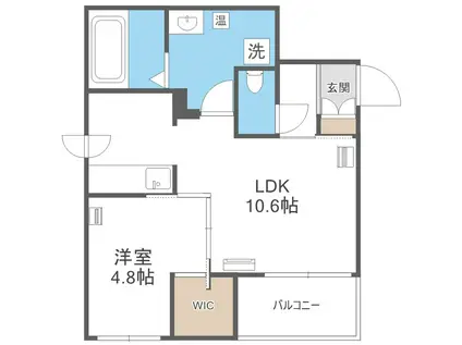 エフュート北円山(1LDK/4階)の間取り写真
