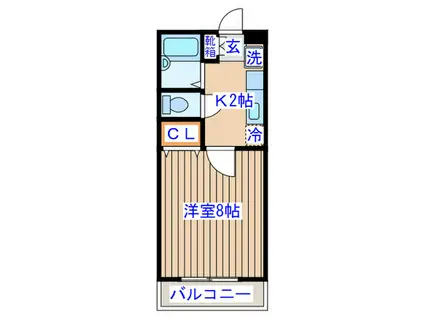 ジャスティス旭ヶ丘(1K/1階)の間取り写真