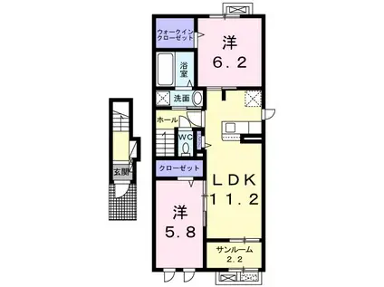 ルピナス A(2LDK/2階)の間取り写真