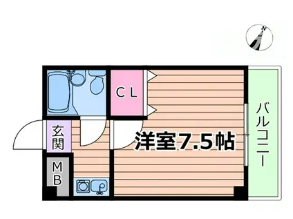 第2バンブーハイツ(1K/2階)の間取り写真