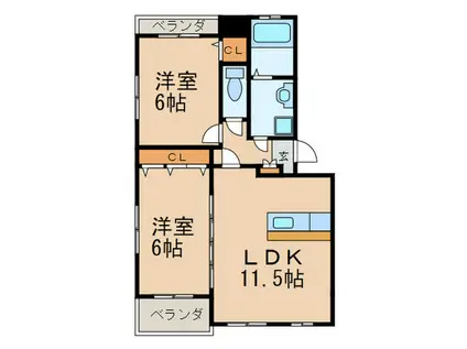 プレステージ南里(2LDK/3階)の間取り写真