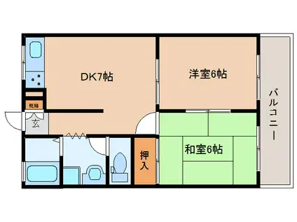 ルルデハイツII(2DK/2階)の間取り写真