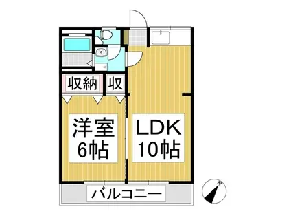 コーポあすなろ24 A棟(1LDK/2階)の間取り写真