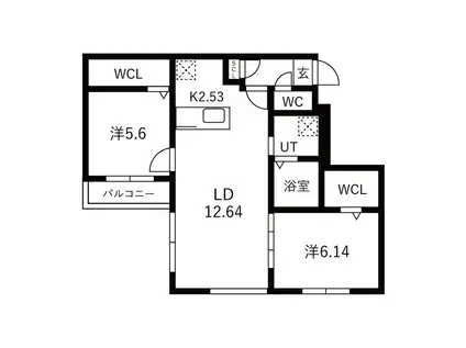 VILLAGE KOTONIヴィレッジ琴似(2LDK/2階)の間取り写真