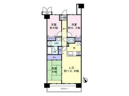 ダイアパレスライブシティ船橋(3LDK/11階)の間取り写真