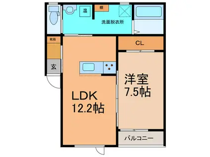 TOWN KINO 8 A棟(1LDK/2階)の間取り写真