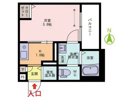 ベレオ文京(1K/3階)の間取り写真