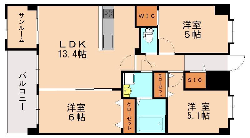 ETERUNO(3SLDK/6階)の間取り写真