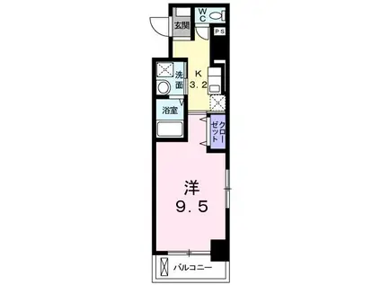 フレンテ二島II(1K/3階)の間取り写真
