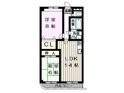 ルミエールフカキII(2LDK/3階)の間取り写真