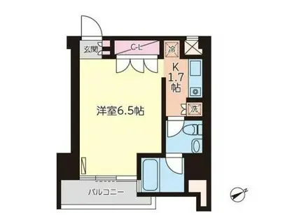 アッパルタメント ベラヴィスタ(1K/9階)の間取り写真