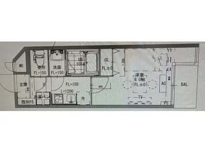 コンフィデンス花園(1K/7階)の間取り写真