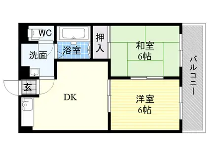 フォアール今津北旧 メゾンオルフェ(2DK/3階)の間取り写真