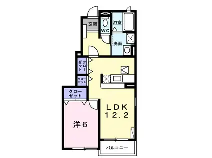 ボンヌシャンスB(1LDK/1階)の間取り写真