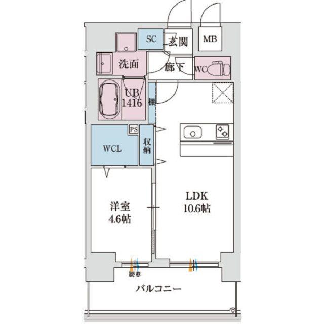 スプランディッド新大阪VIII(1LDK/15階)の間取り写真