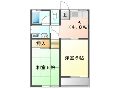 常陽テラス(2K/2階)の間取り写真