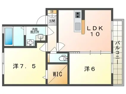 メゾンアズール(2LDK/2階)の間取り写真