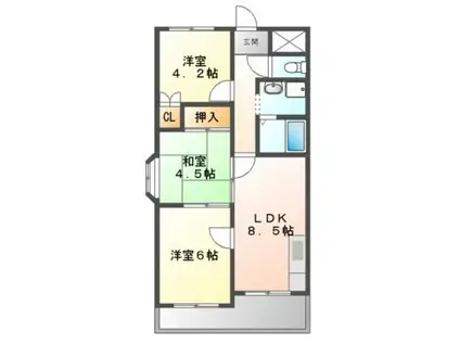 サンハイツ阪口(3DK/3階)の間取り写真