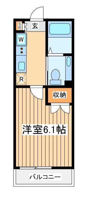 アザーレ・バモス新百合(1K/1階)の間取り写真