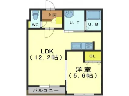 インフィニティ松陰(1LDK/4階)の間取り写真